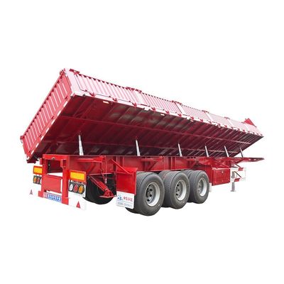 Tri-eixos Duplo Lado Dump Tipper Semi-trailer 600mm Wallboard Altura 12R22.5 Pneus