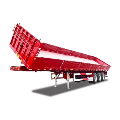 Tri-eixos Duplo Lado Dump Tipper Semi-trailer 600mm Wallboard Altura 12R22.5 Pneus