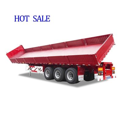 Tri-eixos Duplo Lado Dump Tipper Semi-trailer 600mm Wallboard Altura 12R22.5 Pneus