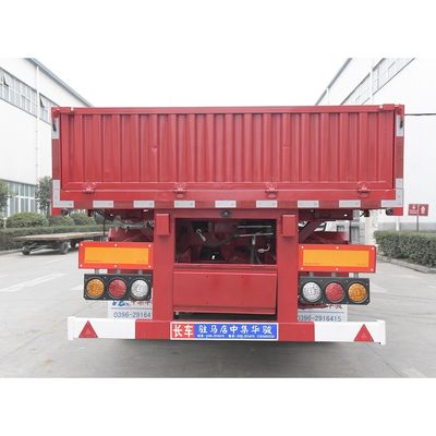 Tri-eixos Duplo Lado Dump Tipper Semi-trailer 600mm Wallboard Altura 12R22.5 Pneus