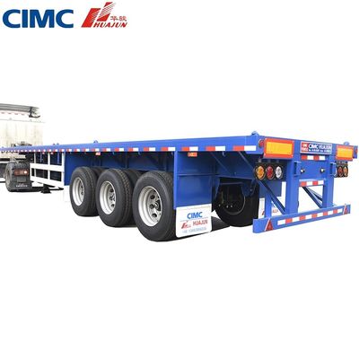 Reboque de camião de 50 toneladas 3 eixos 40 pés CIMC HUAJUN Reboque de cama plana