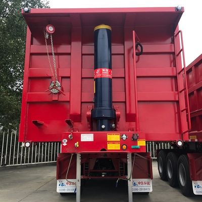 Remolque de camião de 50 toneladas, semi-remolque hidráulico com inclinação traseira, para transporte de poeira de carbono