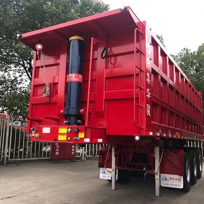 Remolque de camião de 50 toneladas, semi-remolque hidráulico com inclinação traseira, para transporte de poeira de carbono