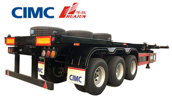 CIMC HUAJUN 3 eixo 40ft contêiner de cama plana semi-reboque com 12 fechaduras de torção e 12380 * 2500 tamanho