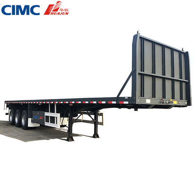 40T Max Payload CIMC HUAJUN 20ft 40ft Flatbed Trailer com Suspensão a Ar e Elevação