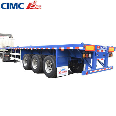 40T Max Payload CIMC HUAJUN 20ft 40ft Flatbed Trailer com Suspensão a Ar e Elevação