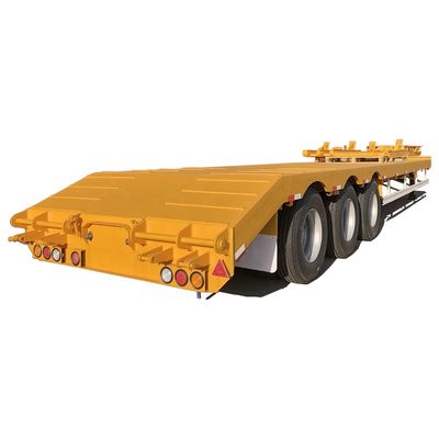 Semi-reboque de contentor de banco plano para transporte de camiões e escavadeiras de banco baixo de 100 toneladas