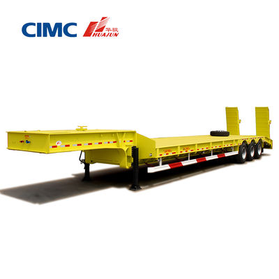 Suspensão mecânica e rampa hidráulica 3 eixos 60T/80T Semi-reboque de cama baixa para caminhão