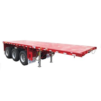 Suspensão de molas de folhas 3 eixos 40FT Container de piso plano Semi-remolque para fácil descarga