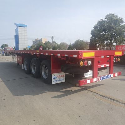 Suspensão de molas de folhas 3 eixos 40FT Container de piso plano Semi-remolque para fácil descarga