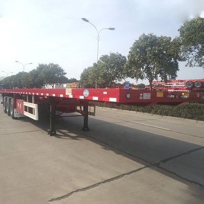 Suspensão de molas de folhas 3 eixos 40FT Container de piso plano Semi-remolque para fácil descarga