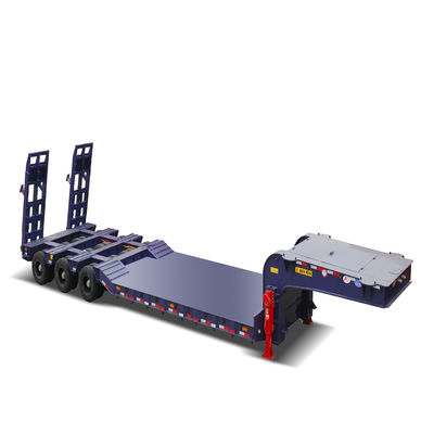 Equipamento de suspensão mecânica de pescoço de galinha 3 eixos Semi-reboque de banco baixo para transporte de carga pesada