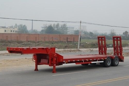 20 a 100 toneladas de carga útil máxima de aço 3 eixos semi-reboque de cama baixa para transporte de equipamentos pesados