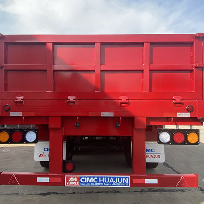 60T Máxima carga útil 3 eixos Semi-reboque de cama plana com porta lateral e vedação de carga lateral