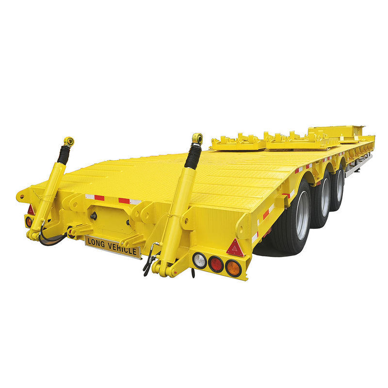 CIMC HUAJUN 3 eixo de cama baixa Semi-reboque caminhão Equipamento de reboque de transporte Elevação hidráulica Relógio de menino baixo Fuwa eixo de trabalho pesado