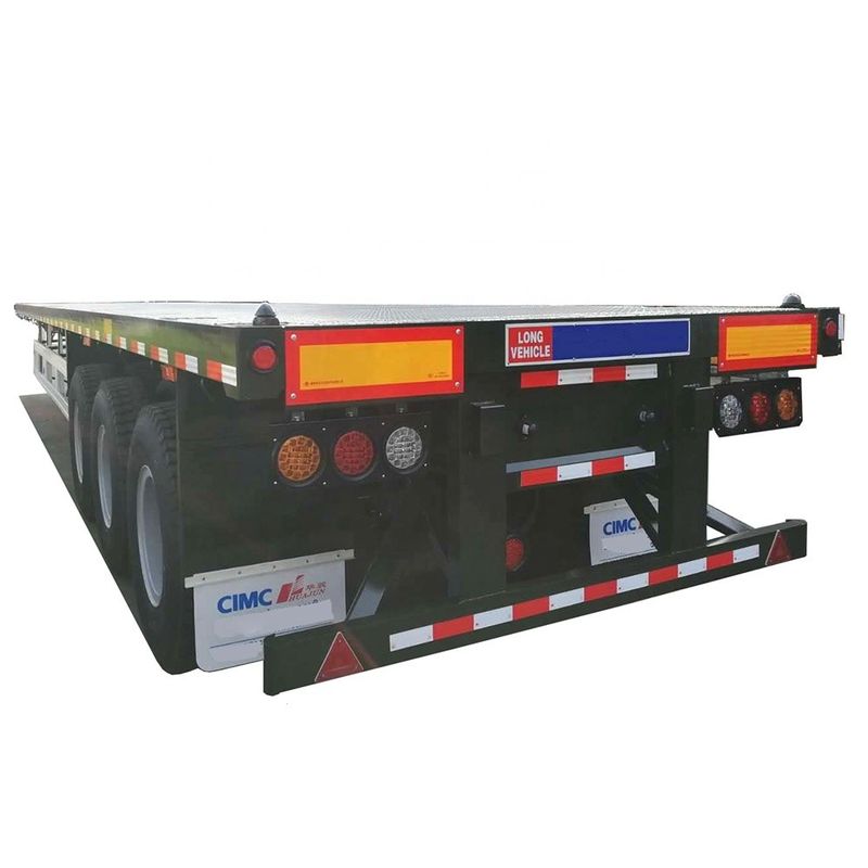 CIMC HUAJUN Semi-Trailer para o mercado asiático 3 eixos 40FT reboque de contentor de cama plana construído