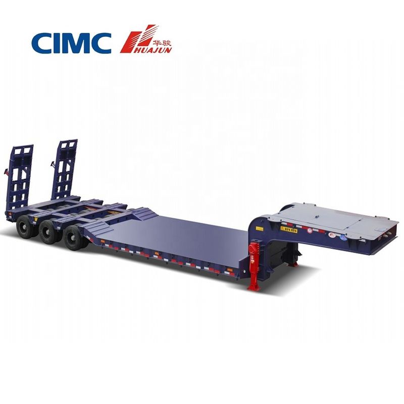 CIMC HUAJUN 60ton Lowboy Trailer com Suspensão Mecânica e 17500*3000*1250mm Tamanho