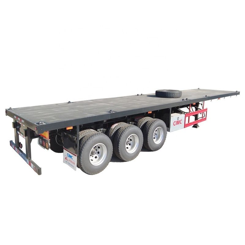 Chassi de caminhão de 80 toneladas CIMC HUAJUN 20ft 40ft Trailers de contentores de piso com pneus 12R22.5