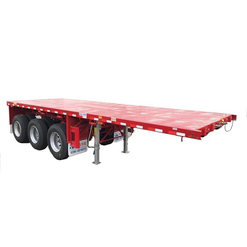 Suspensão de molas de folhas 3 eixos 40FT Container de piso plano Semi-remolque para fácil descarga