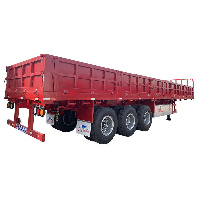 60T Máxima carga útil 3 eixos Semi-reboque de cama plana com porta lateral e vedação de carga lateral
